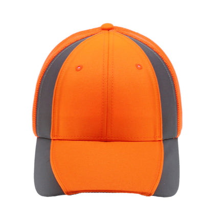 Reflective High Visibility Piping Neon Polyester Twill Low Profile Mesh Back Baseball Cap