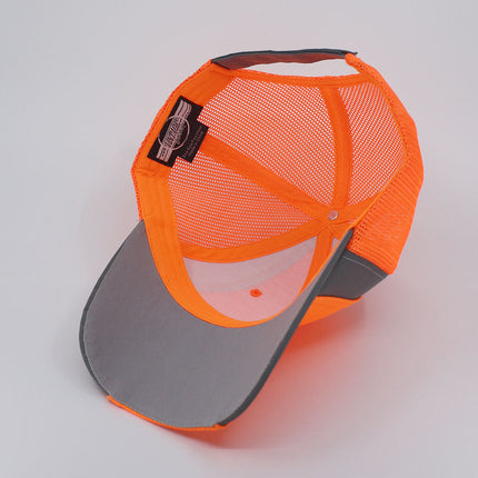 Reflective High Visibility Piping Neon Polyester Twill Low Profile Mesh Back Baseball Cap