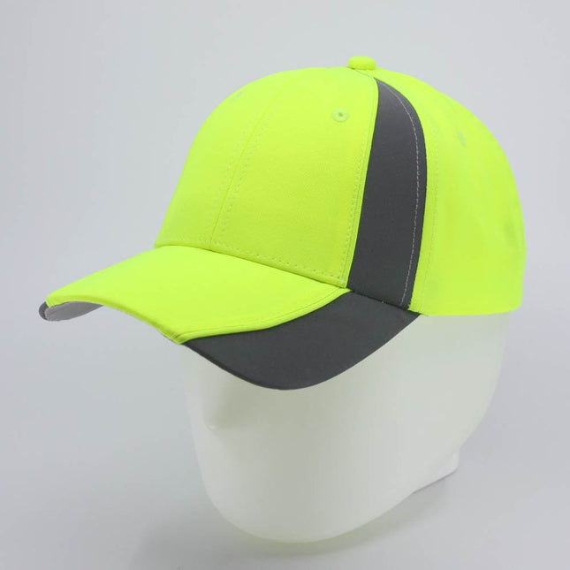 Reflective High Visibility Piping Neon Polyester Twill Low Profile Baseball Cap