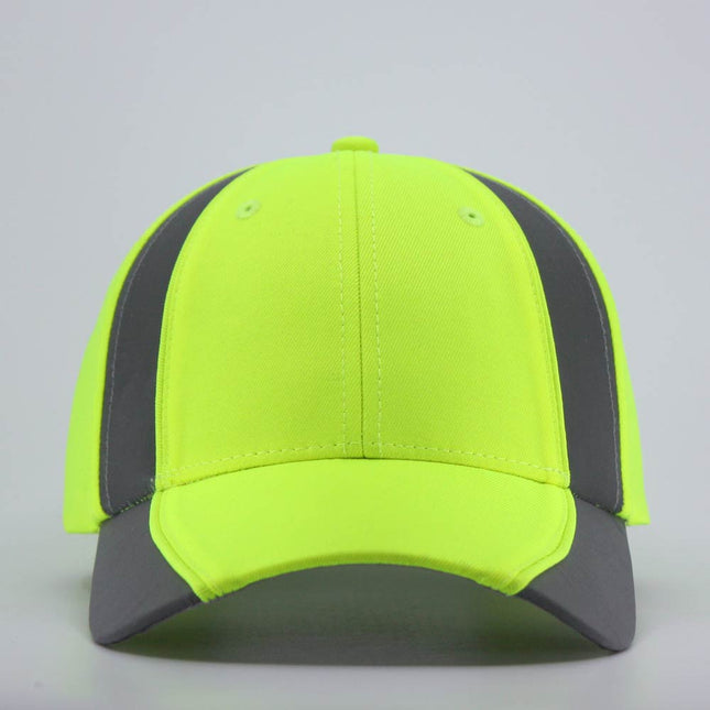 Reflective High Visibility Piping Neon Polyester Twill Low Profile Baseball Cap