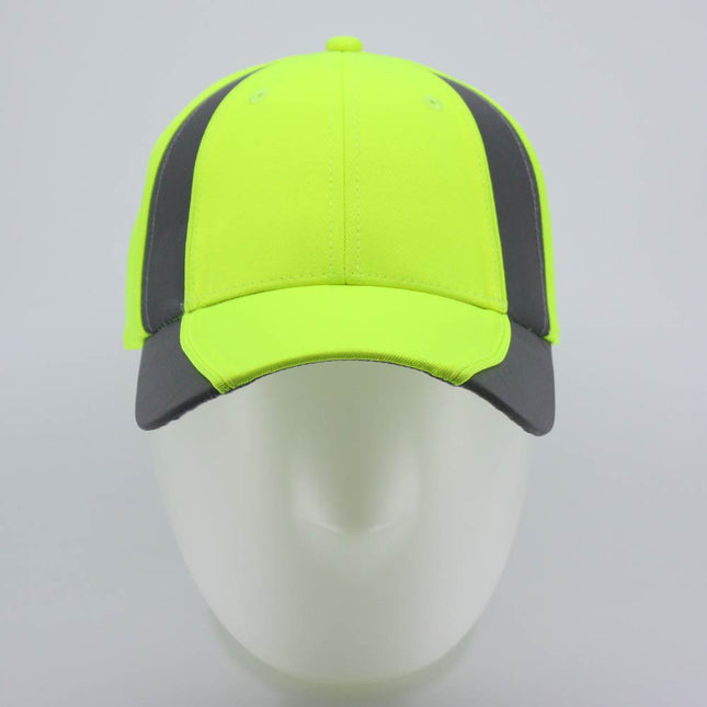 Reflective High Visibility Piping Neon Polyester Twill Low Profile Baseball Cap