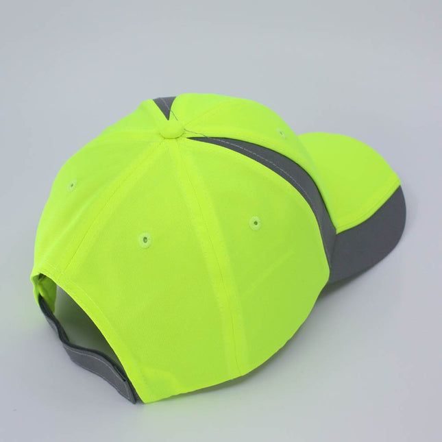 Reflective High Visibility Piping Neon Polyester Twill Low Profile Baseball Cap