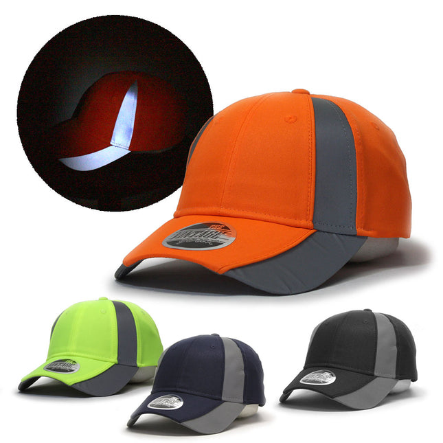 Reflective High Visibility Piping Neon Polyester Twill Low Profile Baseball Cap