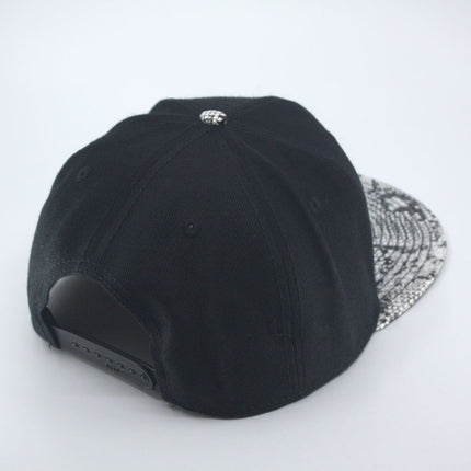 Wool Blend Snake Faux Leather Flat Bill Adjustable Snapback Hats Baseball Caps