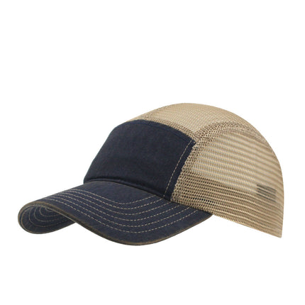Vintage Washed Cotton Twill Soft Mesh Adjustable 5 Panel Camper Cap
