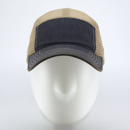 Vintage Washed Cotton Twill Soft Mesh Adjustable 5 Panel Camper Cap