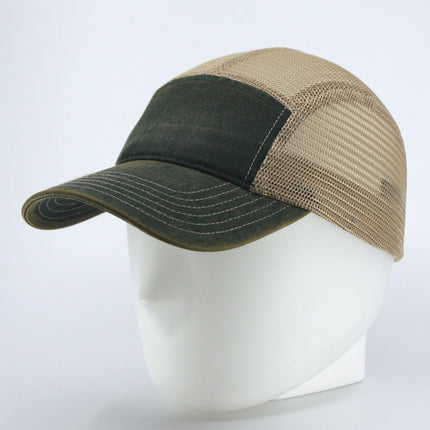 Vintage Washed Cotton Twill Soft Mesh Adjustable 5 Panel Camper Cap