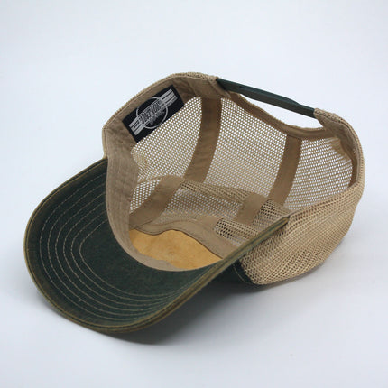 Vintage Washed Cotton Twill Soft Mesh Adjustable 5 Panel Camper Cap
