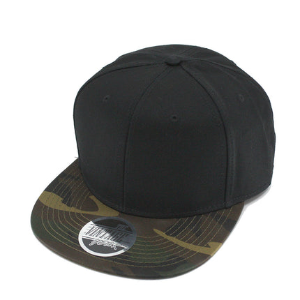 Camouflage Premium Plain Cotton Twill Adjustable Flat Bill Snapback Hats Baseball Cap