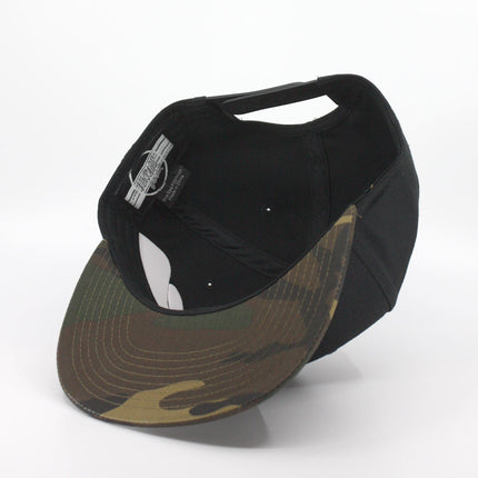 Camouflage Premium Plain Cotton Twill Adjustable Flat Bill Snapback Hats Baseball Cap