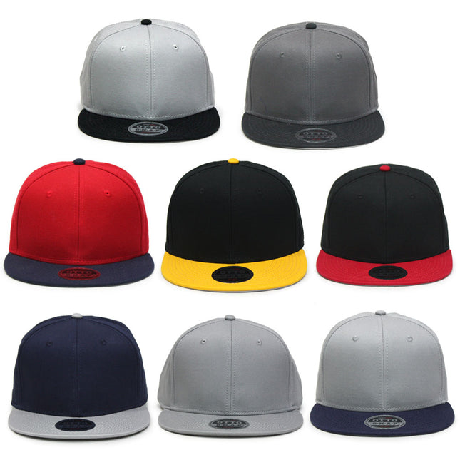 Premium Plain Cotton Twill Adjustable Flat Bill Snapback Hats Baseball Caps