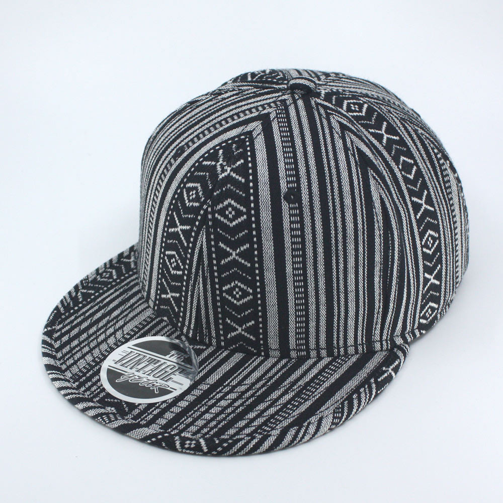 Aztec Cotton Jacquard Trimmed Flat Brim Snapback Baseball Cap - Ooh La La  Factory