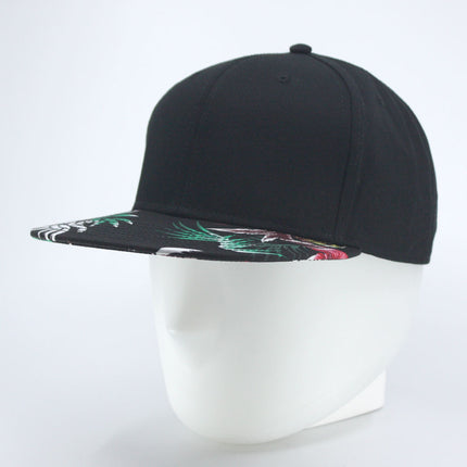 Palm Tree Black Square Flat Cotton Twill Adjustable Snapback Baseball Caps