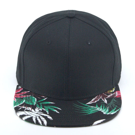 Palm Tree Black Square Flat Cotton Twill Adjustable Snapback Baseball Caps
