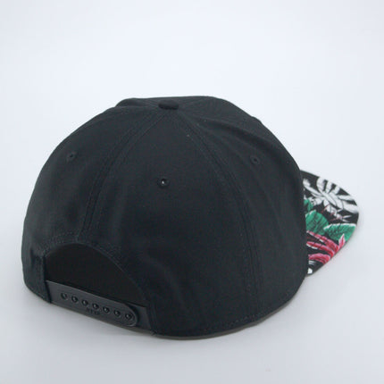 Palm Tree Black Square Flat Cotton Twill Adjustable Snapback Baseball Caps