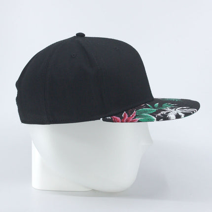 Palm Tree Black Square Flat Cotton Twill Adjustable Snapback Baseball Caps
