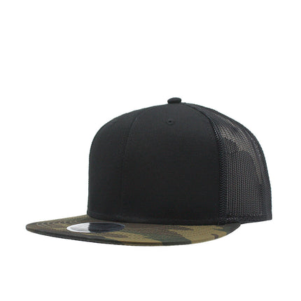 Camouflage Tone on Tone Cotton Twill Mesh Adjustable Flat Bill Snapback Baseball Cap