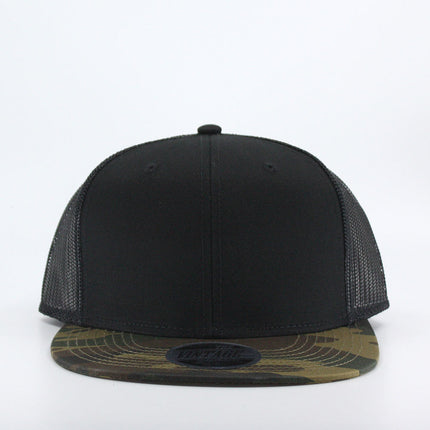 Camouflage Tone on Tone Cotton Twill Mesh Adjustable Flat Bill Snapback Baseball Cap