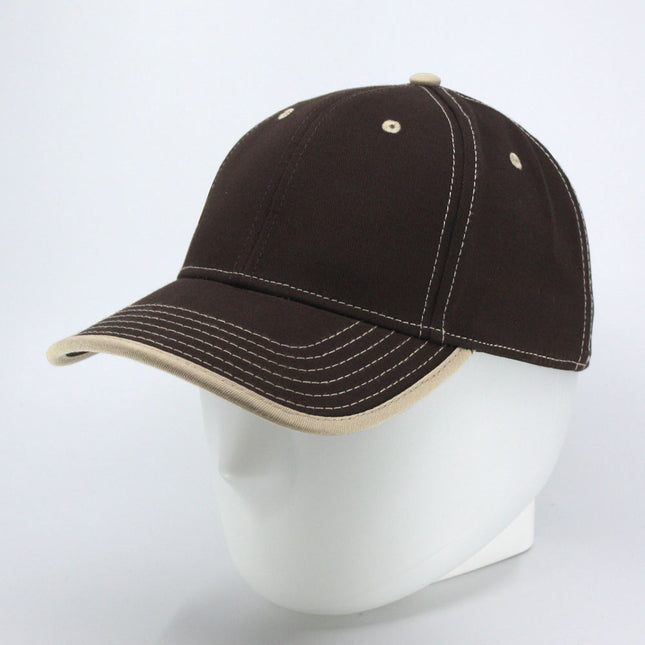 Contrast Color Stitching Binding Trim Cotton Adjustable Baseball Cap