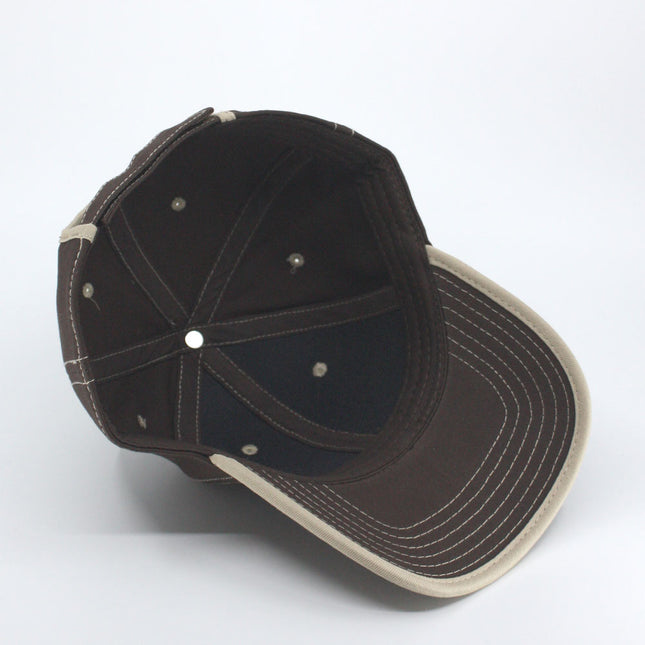 Contrast Color Stitching Binding Trim Cotton Adjustable Baseball Cap