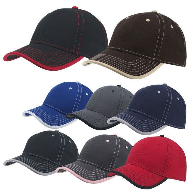 Contrast Color Stitching Binding Trim Cotton Adjustable Baseball Cap