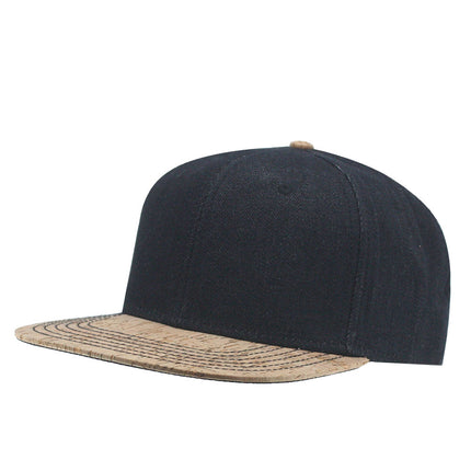Denim with Cork Square Cotton Flat Visor Adjustable Snapback Baseball Caps