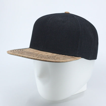 Denim with Cork Square Cotton Flat Visor Adjustable Snapback Baseball Caps