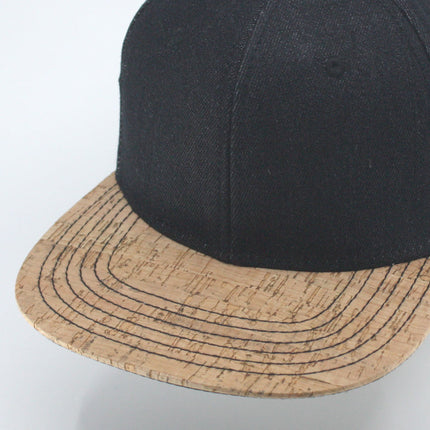 Denim with Cork Square Cotton Flat Visor Adjustable Snapback Baseball Caps