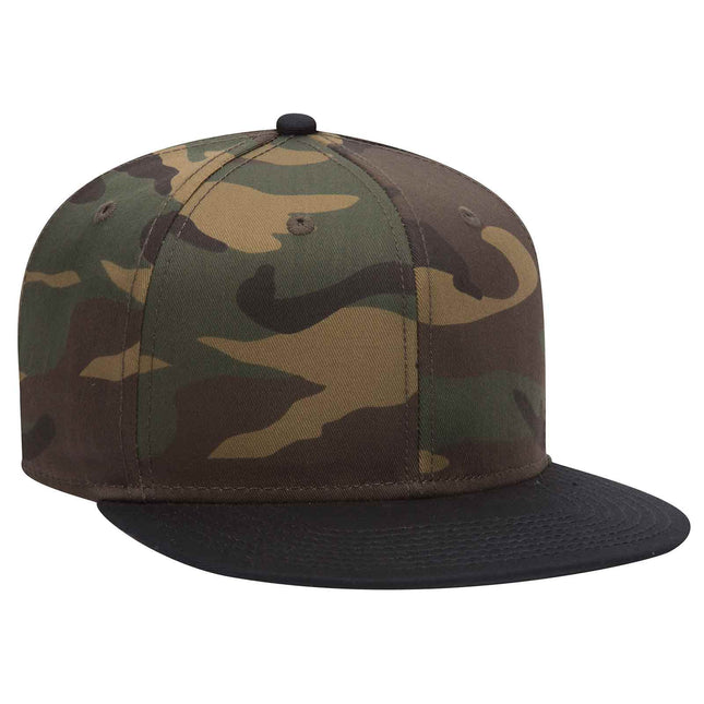 Camouflage Cotton Twill Adjustable Flat Bill Snapback Hats Baseball Cap