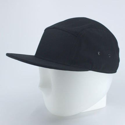 Solid Cotton Twill Square Flat Brim Adjustable 5 Panel Camper Cap