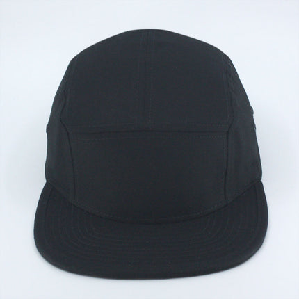 Solid Cotton Twill Square Flat Brim Adjustable 5 Panel Camper Cap