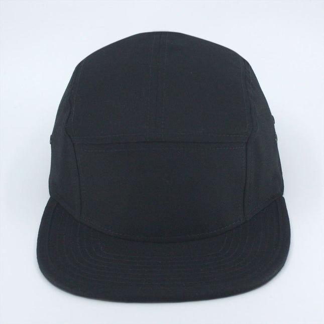 Solid Cotton Twill Square Flat Brim Adjustable 5 Panel Camper Cap