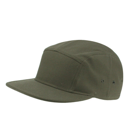 Solid Cotton Twill Square Flat Brim Adjustable 5 Panel Camper Cap