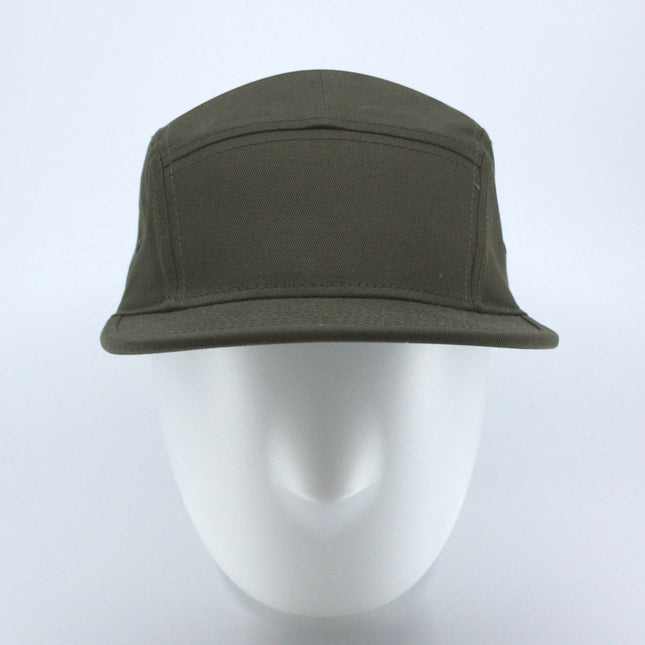 Solid Cotton Twill Square Flat Brim Adjustable 5 Panel Camper Cap