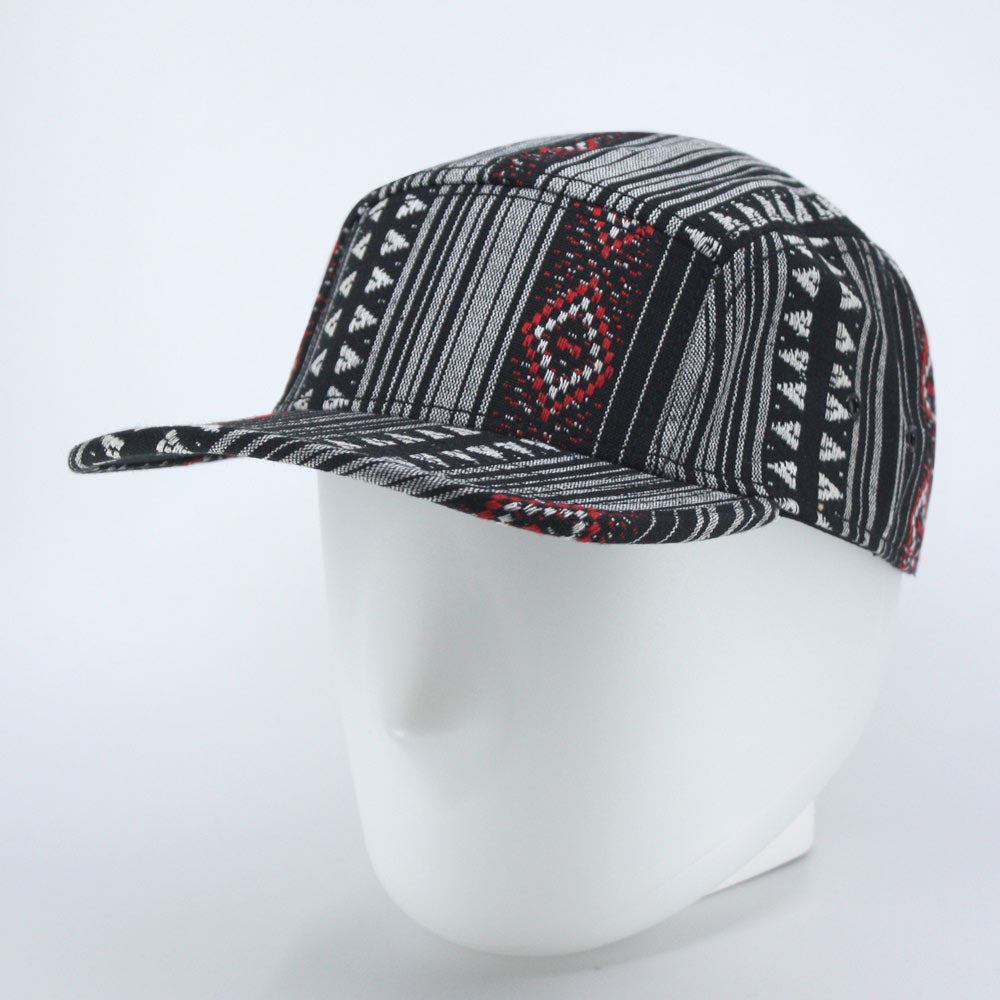 Aztec Cotton Jacquard Trimmed Flat Brim Adjustable Camper - Ooh La La ...