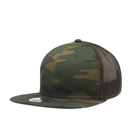 Camouflage Tone on Tone Cotton Twill Mesh Adjustable Flat Bill Snapback Baseball Cap