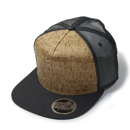 Cork Square Flat Visor 5 Panel Mesh Adjustable Snapback Trucker Caps