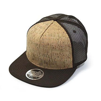 Cork Square Flat Visor 5 Panel Mesh Adjustable Snapback Trucker Caps