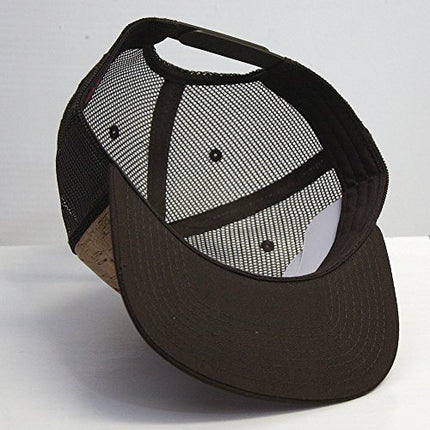 Cork Square Flat Visor 5 Panel Mesh Adjustable Snapback Trucker Caps