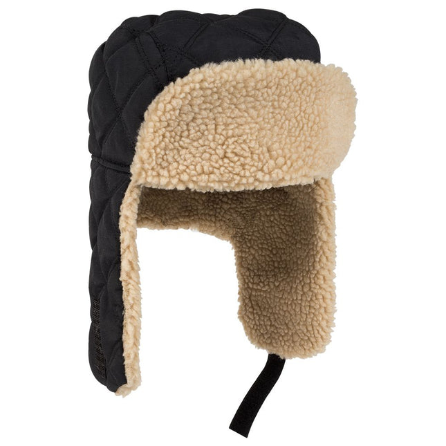 Quilted Shell with Shearling Faux Fur Lining Winter Trooper Hunting Hat