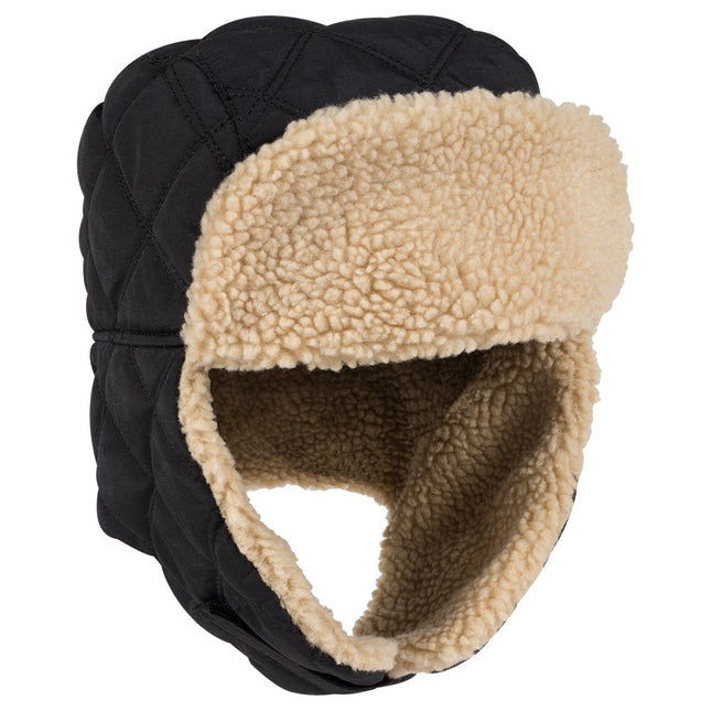 Quilted Shell with Shearling Faux Fur Lining Winter Trooper Hunting Hat
