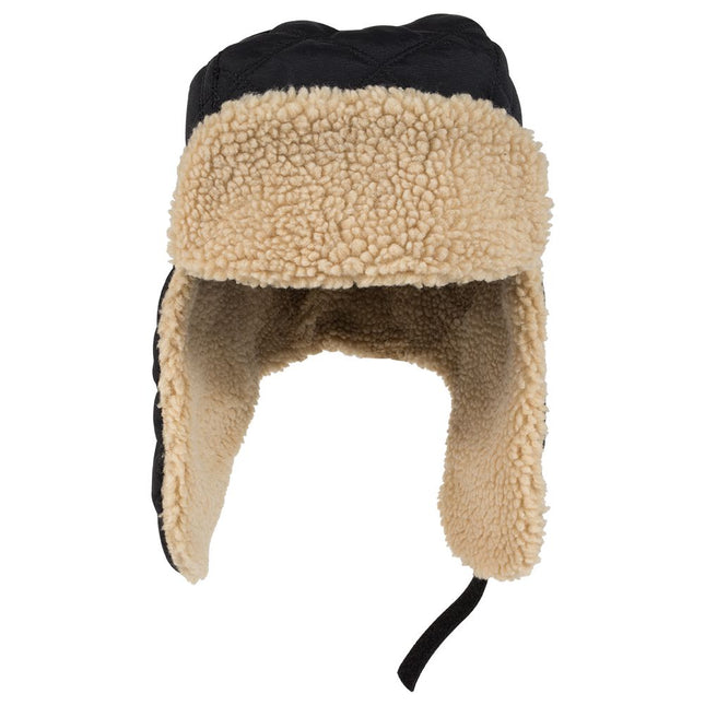 Quilted Shell with Shearling Faux Fur Lining Winter Trooper Hunting Hat
