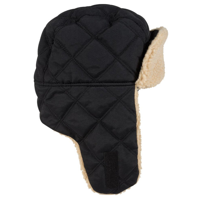 Quilted Shell with Shearling Faux Fur Lining Winter Trooper Hunting Hat