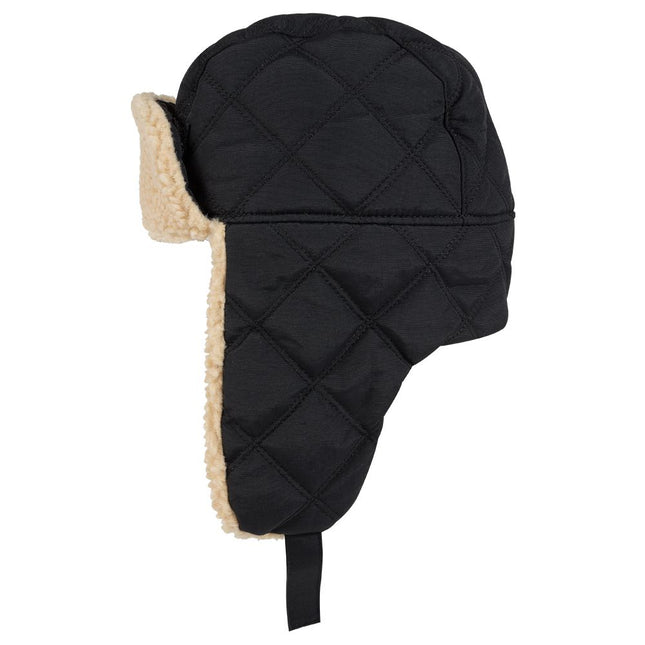 Quilted Shell with Shearling Faux Fur Lining Winter Trooper Hunting Hat