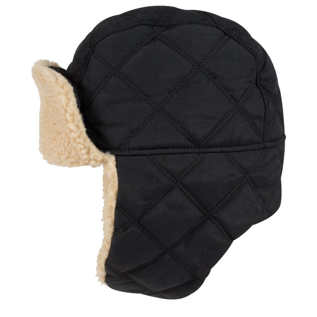 Quilted Shell with Shearling Faux Fur Lining Winter Trooper Hunting Hat