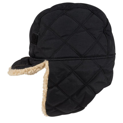 Quilted Shell with Shearling Faux Fur Lining Winter Trooper Hunting Hat