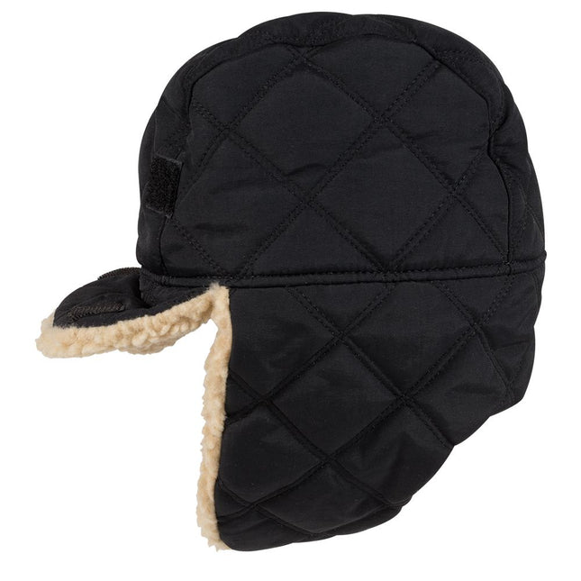 Quilted Shell with Shearling Faux Fur Lining Winter Trooper Hunting Hat