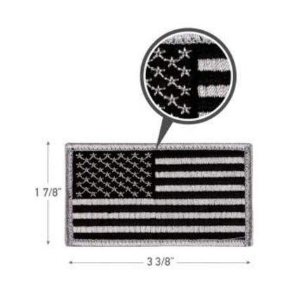 American Flag Patch  Hook Back - Black Silver