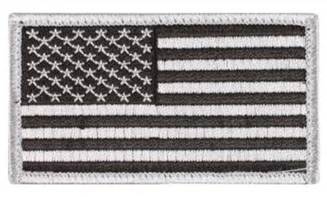 American Flag Patch  Hook Back - Black Silver