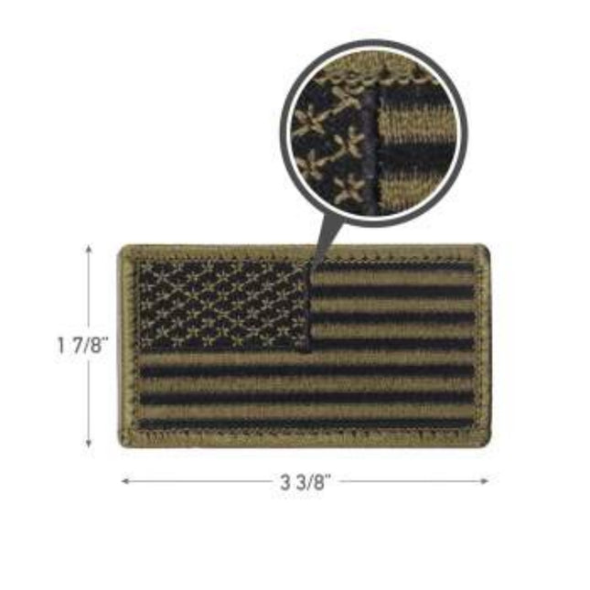 American Flag Patch  Hook Back - Olive Drab Black